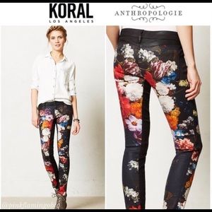 NWOT Anthro Koral Floral Skinny Jeans Vanities